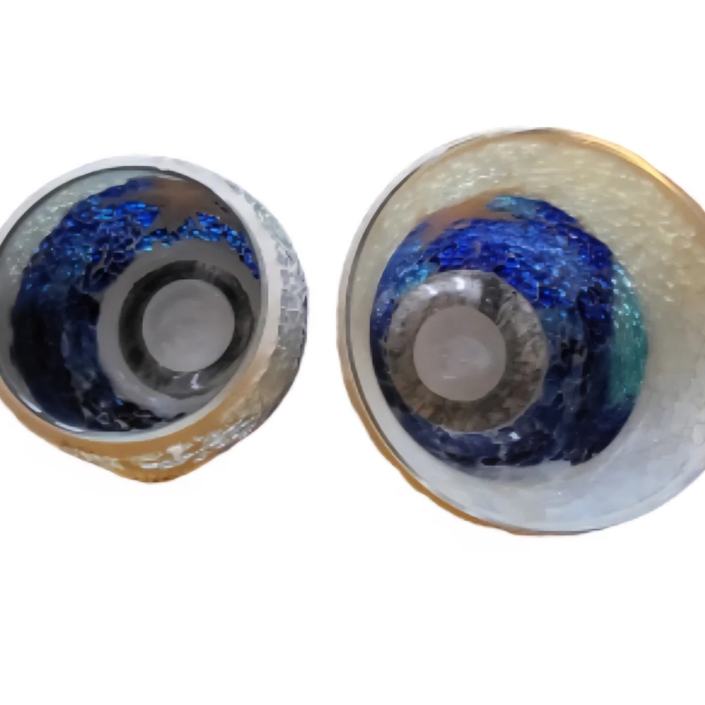Mosaic Glass Candle Holders with Starfish and Shell Design